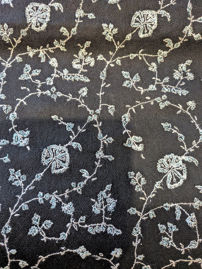Hand-Embroidered Black Pashmina