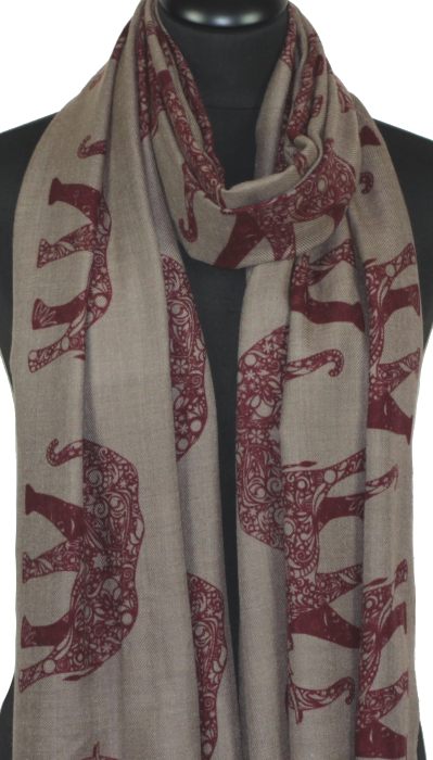Écharpe Cachemire Beige-Bordeaux