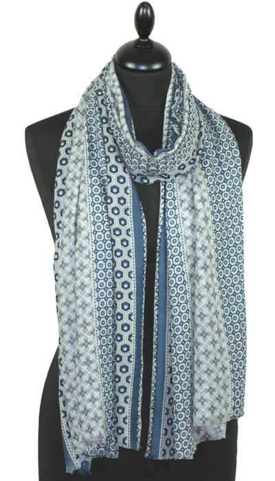 Écharpe Cachemire bleu jean-gris