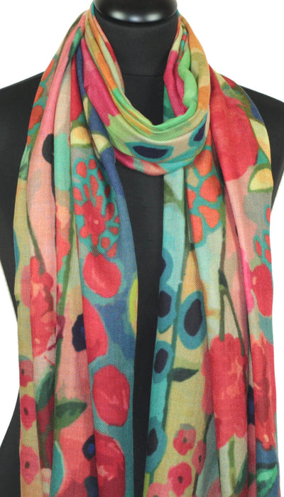 écharpe cachemire femme rose bleu rouge