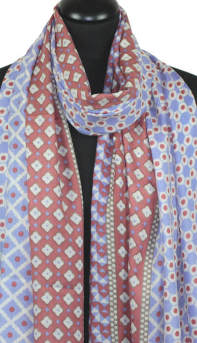 Écharpe Cachemire Terracotta-Beige-Lavande