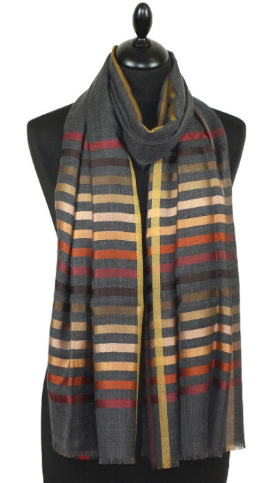 Écharpe en Laine et Soie Gris Anthracite