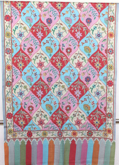 Étole Cachemire Multicolore Brodée