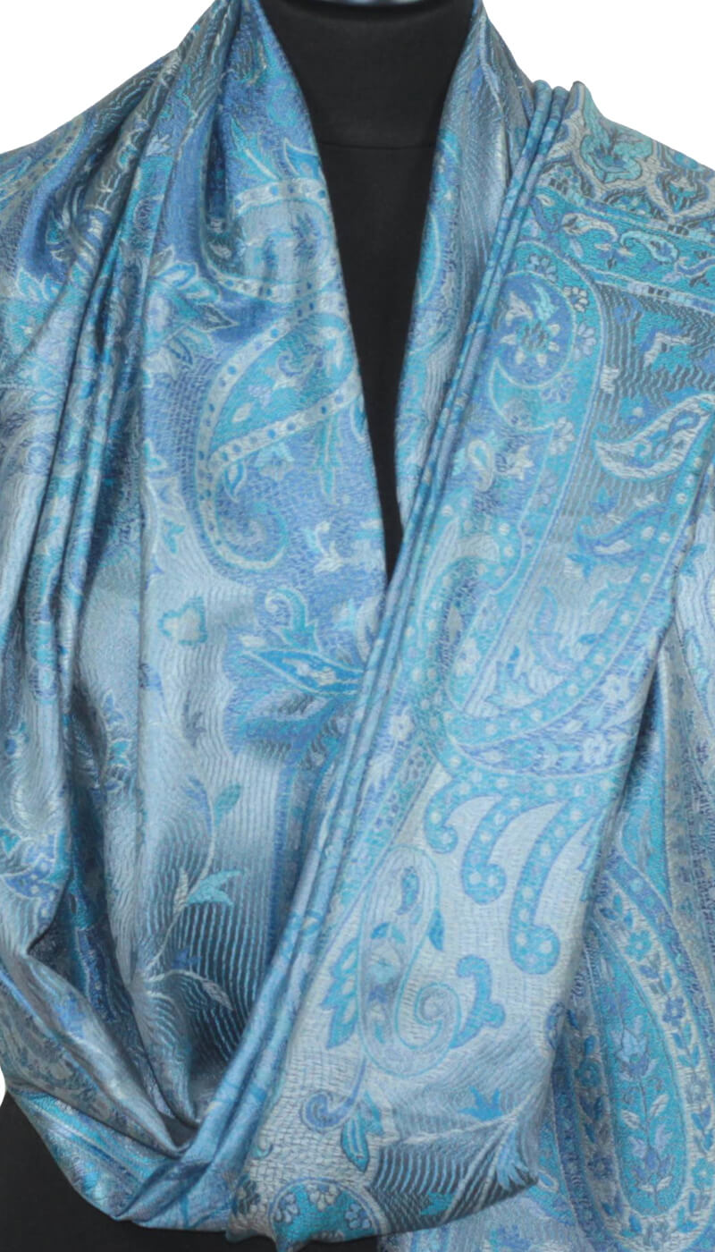 blue-grey-turquoise Silk Stole