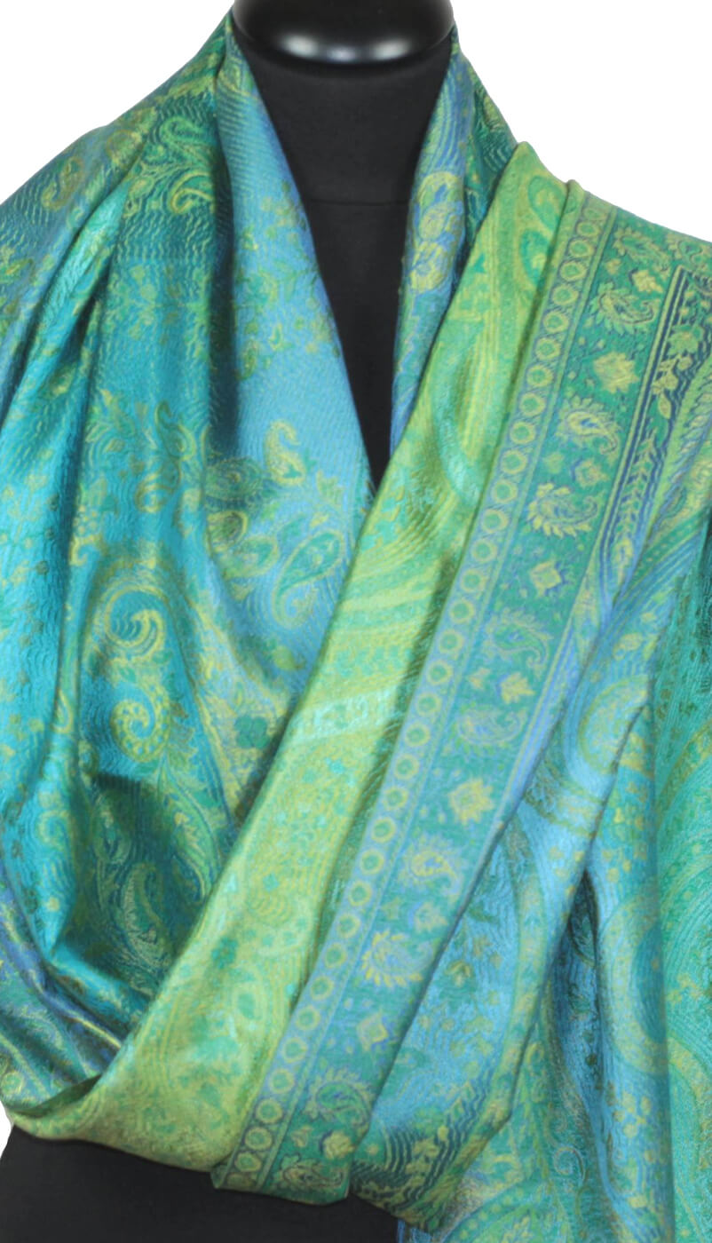 Blue-green-gold Silk Stole