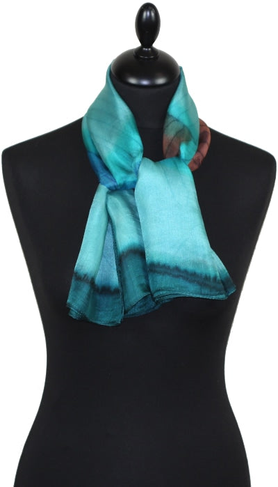 Foulard Carré en Soie Turquoise-Bleu-Canard