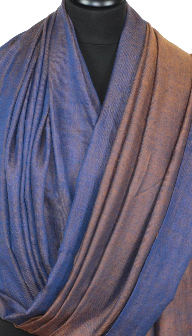 Grand Pashmina Bicolore Bleu-Orange