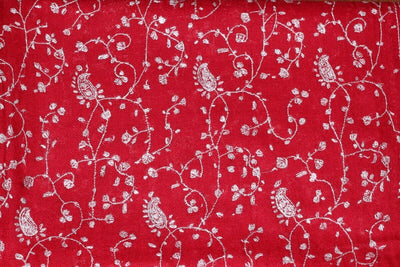 Pashmina Rouge Brodé Main