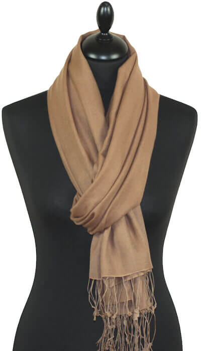 pashmina beige taupe en cachemire et soie