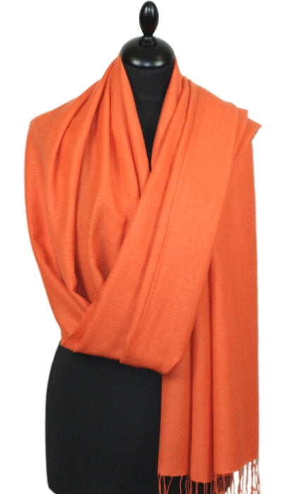 Pashmina orange en cachemire et soie