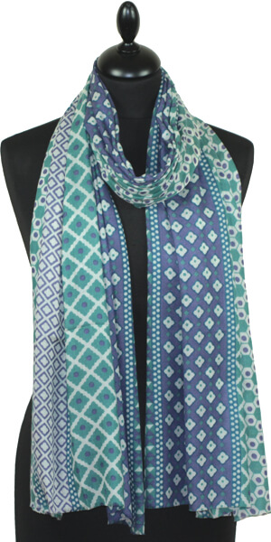 Écharpe Cachemire Vert Jade-Bleu Violacé