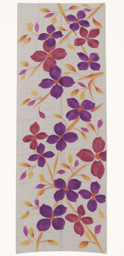 Kaschmirschal beige grau-violett-rosa