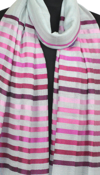 Écharpe Laine et Soie Écru fuchsia