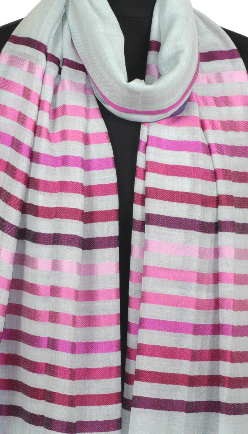 Écharpe Laine et Soie Écru fuchsia