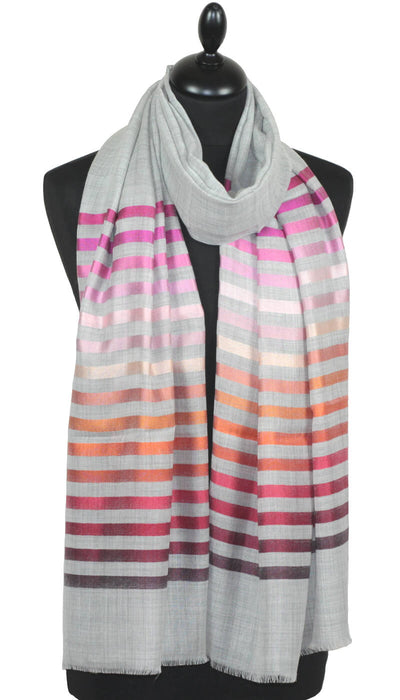 Écharpe Laine et Soie Gris corail