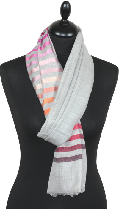 Écharpe Laine et Soie Gris corail