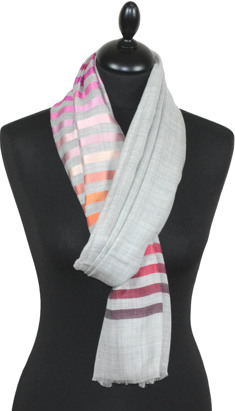 Écharpe Laine et Soie Gris corail