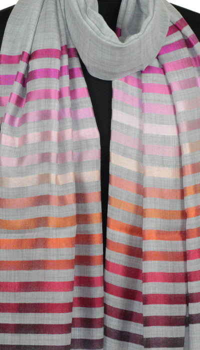 Écharpe Laine et Soie Gris corail