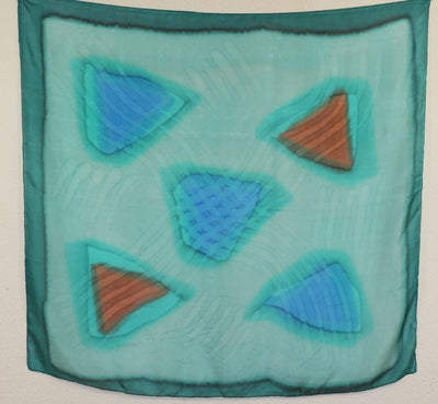 Foulard Carré en Soie Turquoise-Bleu-Canard