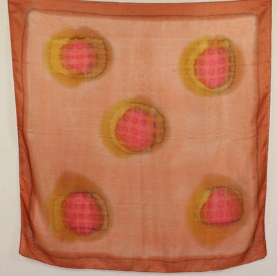 Foulard Carré en Soie Saumon-Or-Corail
