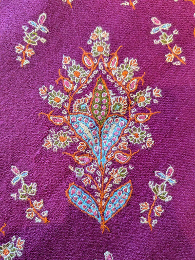Hand-Embroidered Raspberry Pink Pashmina