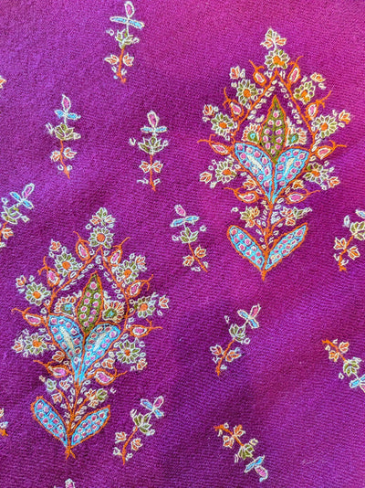 Hand-Embroidered Raspberry Pink Pashmina