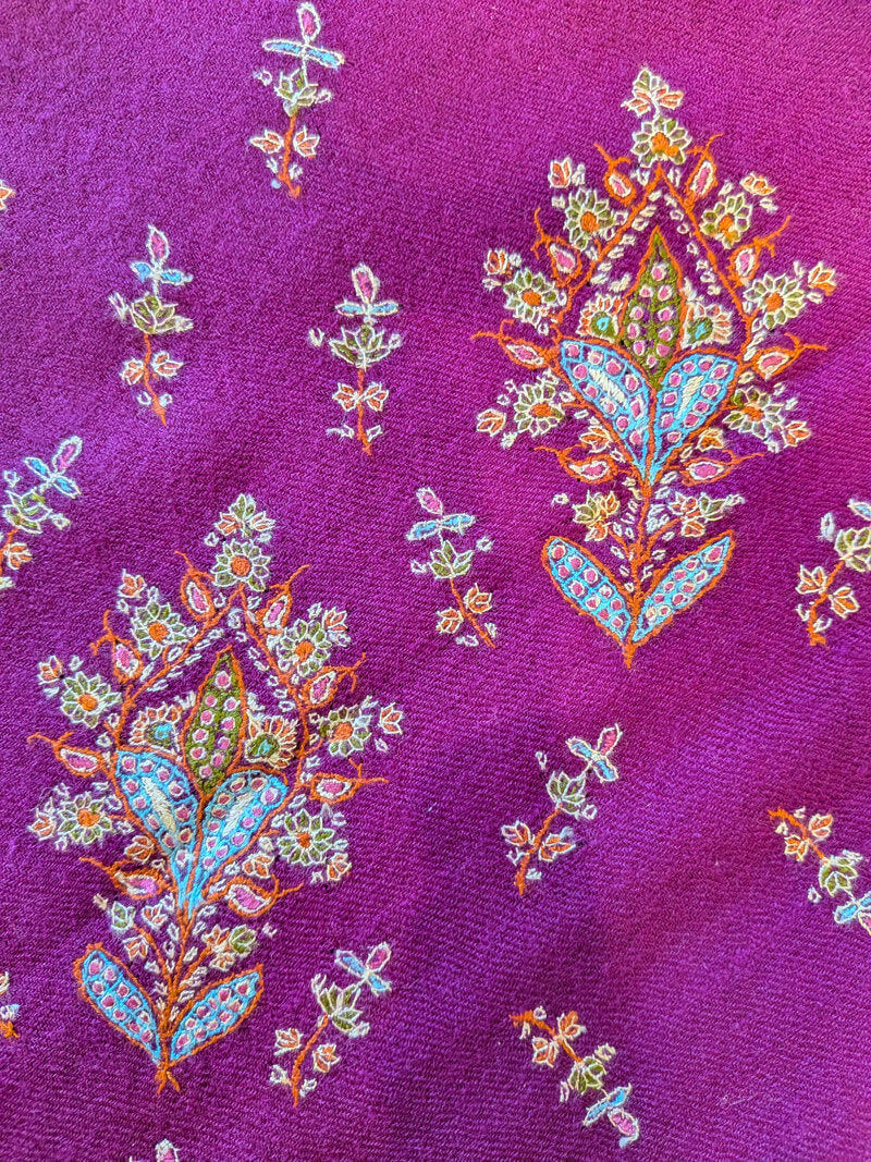 Hand-Embroidered Raspberry Pink Pashmina