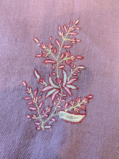 Hand-Embroidered Mauve Pashmina