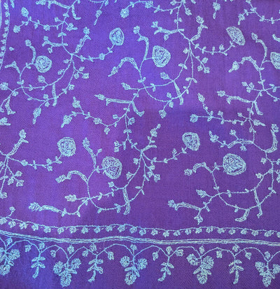 Hand-Embroidered Purple Pashmina