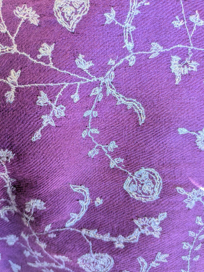 Hand-Embroidered Purple Pashmina