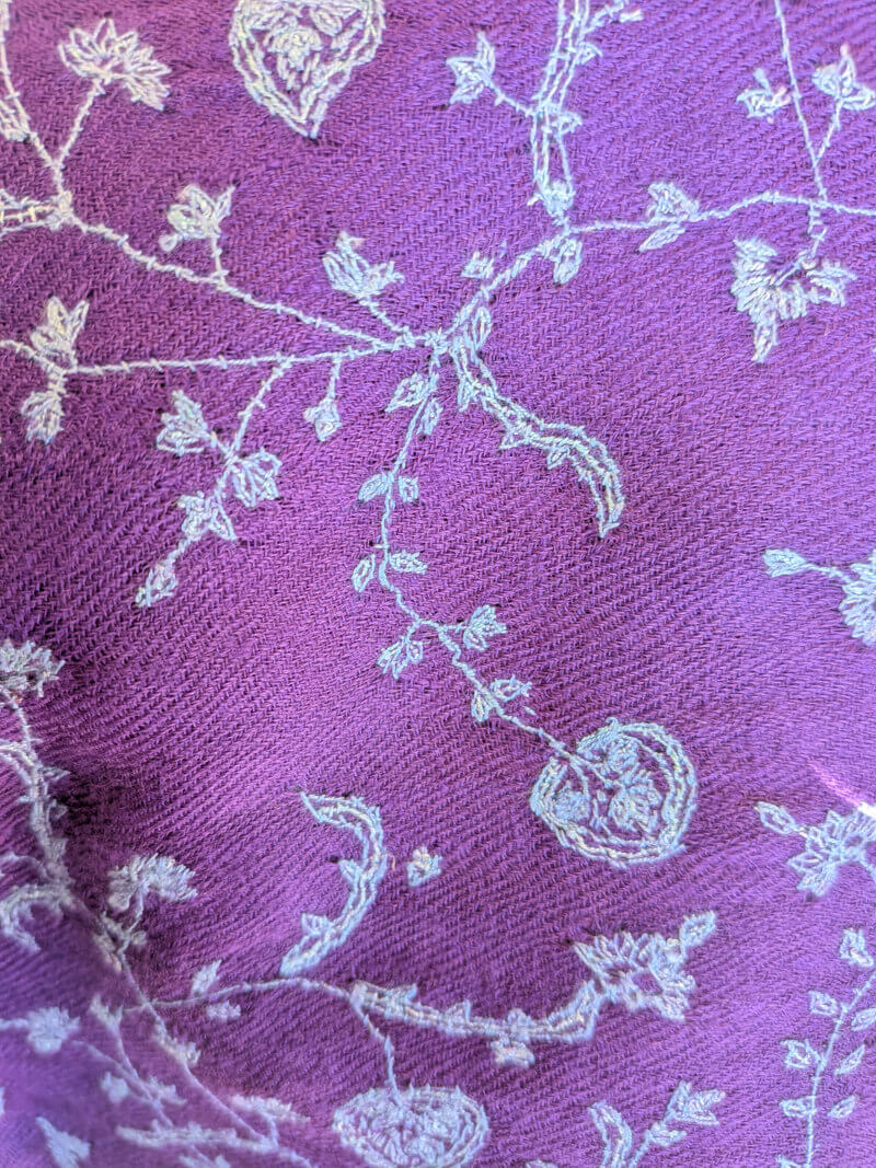 Hand-Embroidered Purple Pashmina