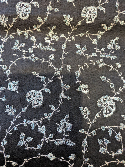 Hand-Embroidered Black Pashmina