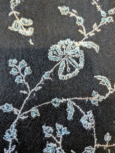 Hand-Embroidered Black Pashmina
