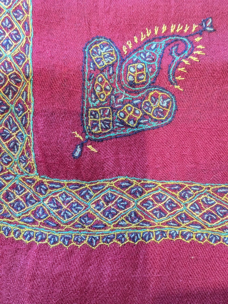 Hand-Embroidered Fuchsia Pashmina