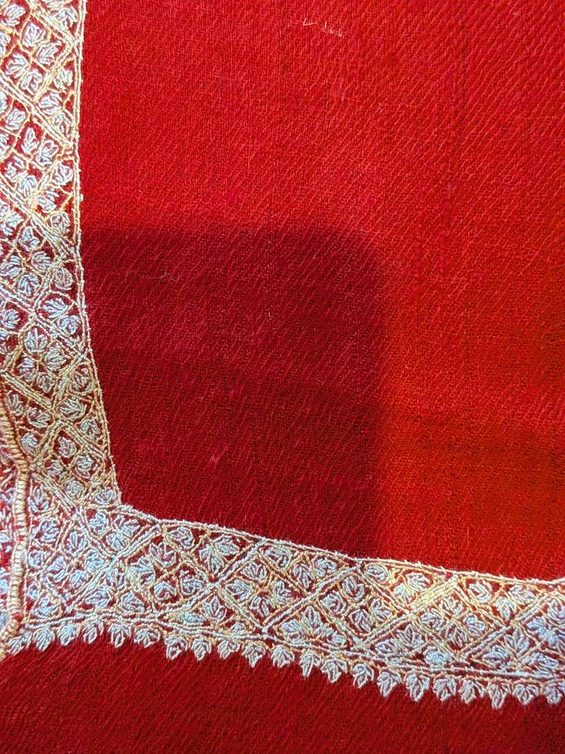 Hand Embroidered Red Pashmina