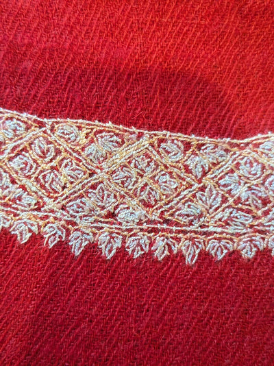Handbestickter roter Pashmina