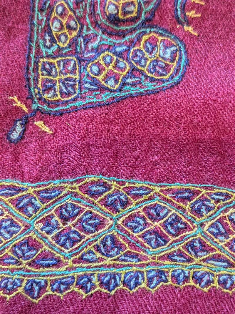 Hand-Embroidered Fuchsia Pashmina