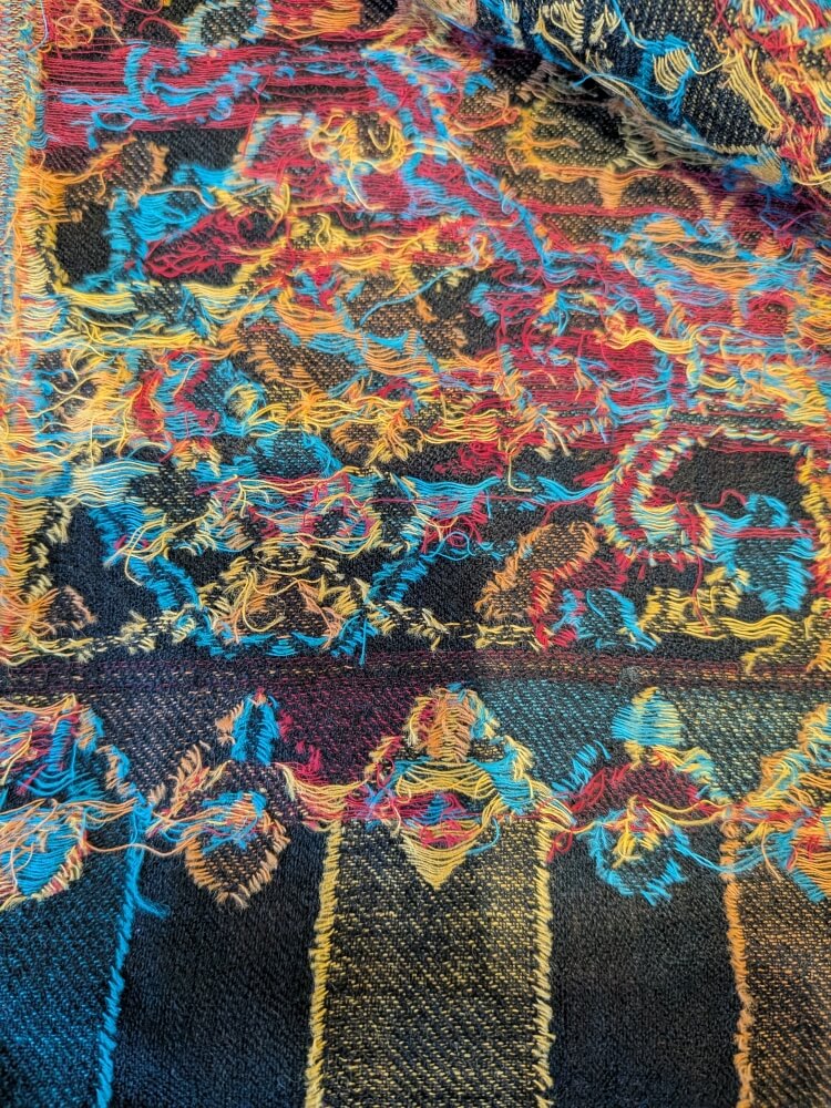 Châle Cachemire Noir-bleu-beige