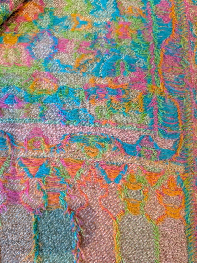 Kaschmirschal grau-orange-blau