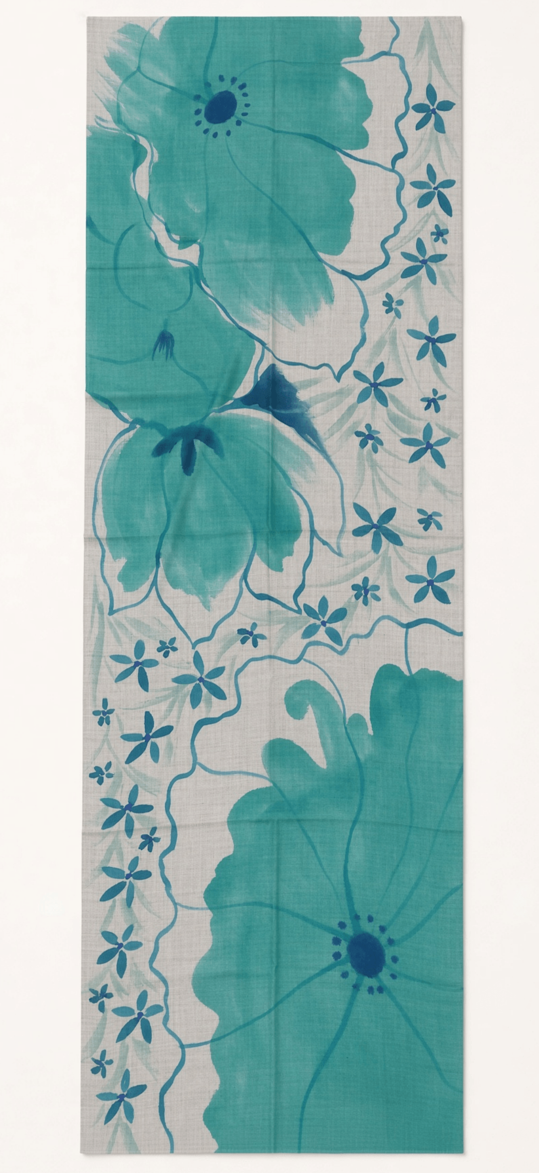 Turquoise-blue-grey Cashmere Scarf