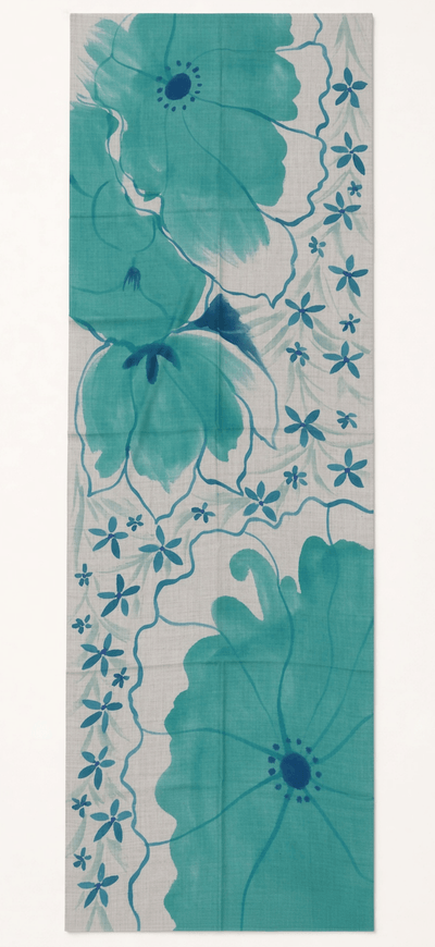 Turquoise-blue-grey Cashmere Scarf