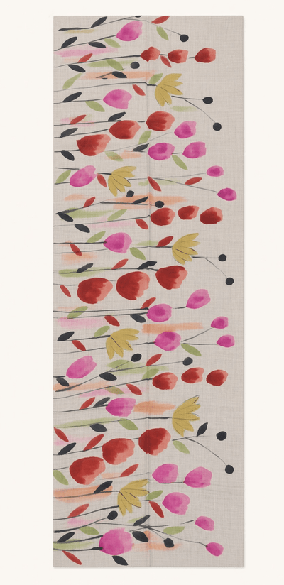 Greige-Burgundy-Coral Cashmere Scarf