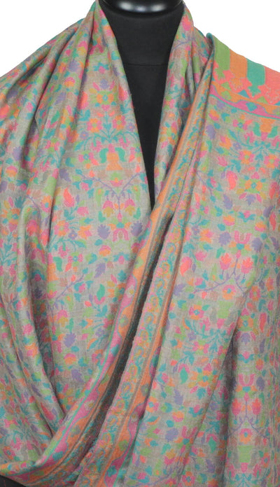 Kaschmirschal grau-orange-blau