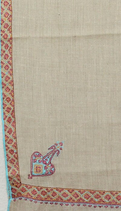 Pashmina Beige Brodé Main