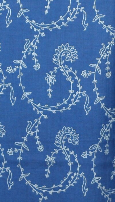 Pashmina Bleu Azur Brodé Main