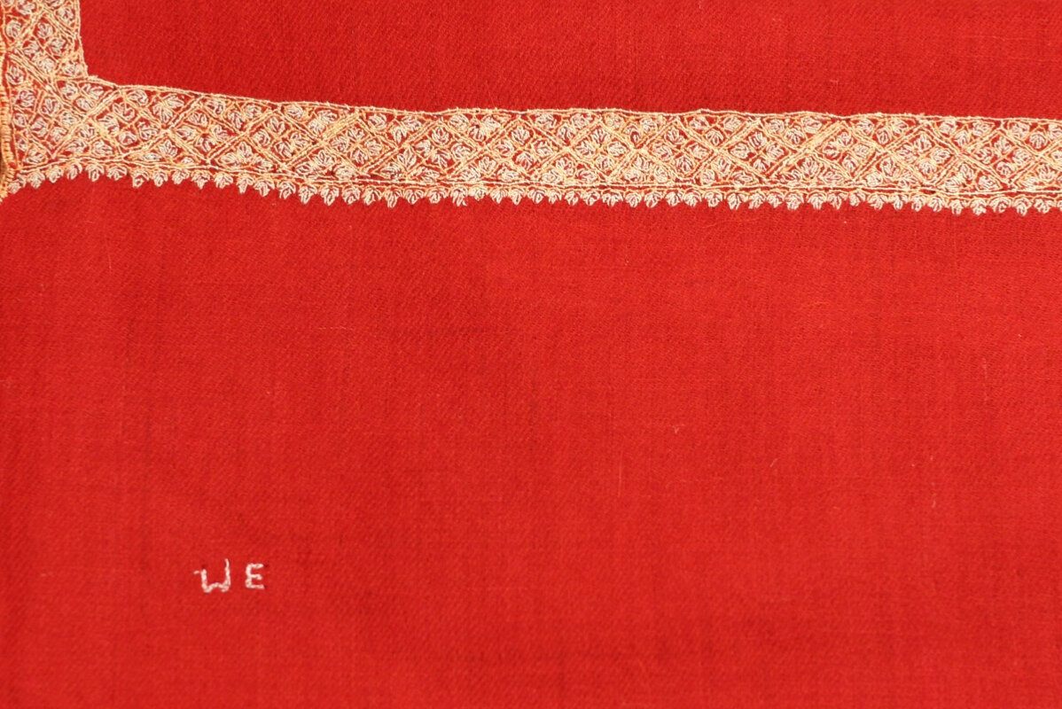 Pashmina Rouge Brodé Main