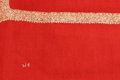 Pashmina Rouge Brodé Main