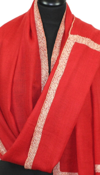 Pashmina Rouge Brodé Main