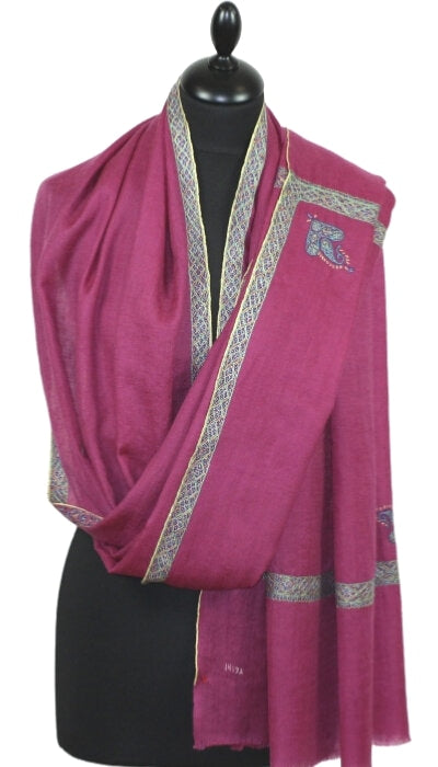 Pashmina Fuchsia Brodé Main