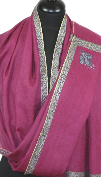 Pashmina Fuchsia Brodé Main